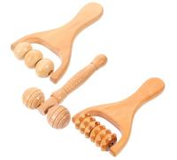 COMPUKAS Masseur en Bois 3pcs Rouleaux de Massage Ronds Légers sans Bavures pour Dos et Cou, Outil Manuel pour Détente la Maison Voyage