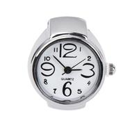 COMPUKAS Montre à Bague Créative pour Couple 2pcs en Métal Argenté Affichage Mini du Temps, Design Unique et Style Pratique pour Présents Hommes et Femmes