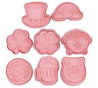 COMPUKAS Moules à Biscuits Rose Forme Trèfle Lot de 8 en Pp Accessoires de pour Pâtisserie et Fête Saint-patrick pour Desserts Faits Maison