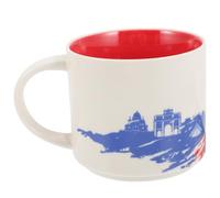 COMPUKAS Mug en Céramique Délicate Peinture Architecturale Colorée, Design Simple et Créatif, Facile à Nettoyer, Bureau Maison