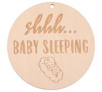 COMPUKAS Panneau Bébé Dormant Rond en Bois 15 Cm - Plaque à Suspendre pour Porte de Chambre Bébé, Déco Chambre Garçon et Filles, Panneau « Chut » Shower Garçon et Crèche