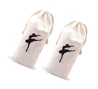 COMPUKAS Paquet à Chaussures Pointes en Velours Blanc Cordon Respirant, Lot de 2 Paquet de Danse pour Ballerines, pour Cours de Danse et Voyage