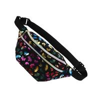 COMPUKAS Paquet Banane Femme Noir Léger en PU et Tissu Petit Paquet de Rangement à Double Zip Bandoulière Polyvalent pour Voyage Festivals et Usage Quotidien