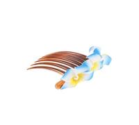 COMPUKAS Peigne à Cheveux Accessoire en Plastique de Mariée Bleu Orné de Fleurs Délicates pour Coiffure Relevée ou Demi-attachée Lors de Fêtes et Engagements