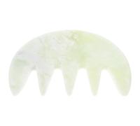 COMPUKAS Peigne à Dents Larges Jade Naturel pour Massage du Chevelu et Gommage Antipelliculaire Outil Multifonction Gua Sha pour Soin et Relaxation