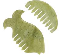 COMPUKAS Peignes de Massage en Jade Naturel Outil de Massage Portable Lot de 2 Soulagement des Douleurs Musculaires pour Cuir Chevelu et Bras Usage Bureau