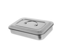 COMPUKAS Plateau Acier Inoxydable Anti-rouille pour Instruments avec Couvercle Carré Bac de et Portable pour Thermomètres et Outils de Manucure