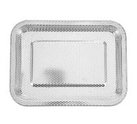 COMPUKAS Plateau de Service en Acier Inoxydable Argenté, Passoire Rectangulaire à Petits Trous pour Feuilles de Thé et Légumes, Usage Polyvalent Cuisine et Réunions Décontractées
