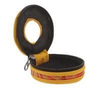 COMPUKAS Pochette Zippée en Tissu Brodé Faite Main pour Cymbales à Doigts Tingsha, Étui Solide Design Délicat et Élégant, Transport Rangement