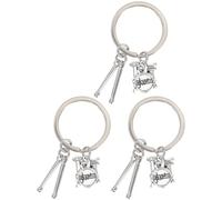 COMPUKAS Porte-clés 3pcs en Alliage de Zinc Argenté Instruments de Musique Décoration Solide et Pendentifs pour Paquet, Accessoire pour Amateurs de Musique