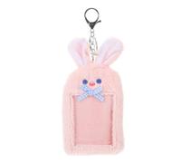 COMPUKAS Porte-étiquettes à Bagages en Peluche Rose Porte-clés, Titulaire de Carte Léger et Accès Rapide, pour L'école Bureau