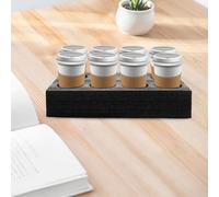 COMPUKAS Porte-gobelets Support Empilable et Anti-Fuite Noir en Mousse de Lot de 2 pour Boissons Chaudes et Froides pour Café et Thé à Emporter Réutilisable