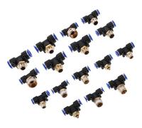COMPUKAS Raccord Pneumatique Rapide 3 Voies Filetées en Abs et Cuivre 16pcs Assortiment Pratique Professionnel pour Outils à Air et Souffleur pour Réparation et Remplacement