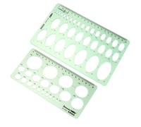 COMPUKAS Règle Géométrique Multifonctionnelle Outils Maths Modèles de Dessins 2pcs en Plastique Vert Tracé de Formes et Mesure, pour Apprentissage Scolaire