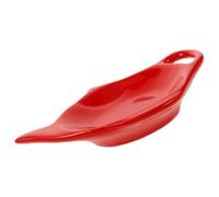 COMPUKAS Repose-Sachet Multifonctionnel en Céramique de Thé et Rouge Forme Théière Facile à Nettoyer, Cuisine et Cafés Élégants