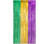 COMPUKAS Rideau à Franges Fond Festif en Pet Léger et Résistant Ensemble 1 Pièce pour Décorations de Mardi Gras et Saint-Patrick pour Porte D'entrée ou Intérieur
