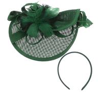 COMPUKAS Serrage-tête Chapeau Bibi Vert Plumage pour Femmes, Léger et Élégant, Accessoire Polyvalent pour Fête D'anniversaire ou Tea Party, Ensemble Pince à Cheveux