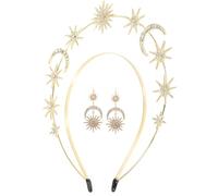 COMPUKAS Serrage-tête Couronne de Déesse Étoiles et Lune en Alliage et Cristaux, Design Unique et Confortable pour Mariage et Tenue Quotidienne
