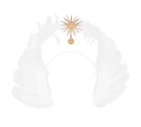 COMPUKAS Serrage-tête Élégant en Plume Blanche et Métal, Accessoire de Tête Rétro Facile à Porter pour Photographie et Concours de Beauté