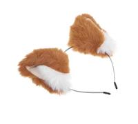 COMPUKAS Serrage-tête Oreilles de Renard Peluche Léger, Bandeau Cosplay Performant, Accessoire Cheveux Femme pour Fête Carnaval Déguisement, Design Trois Couleurs Camel Blanc, Taille