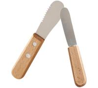 COMPUKAS Set de 1 Racloir à Beurre et Spatule à Beurre en Bois et Acier Inoxydable, Outil Cuisine Compact et Facile à Ranger pour Tartiner et Couper le Fromage