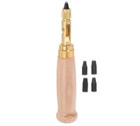 COMPUKAS Set de 6 Poinçons Perforateurs pour Cuir Manche en Bois et Embouts Interchangeables de 1,5 à 4mm, Outil Artisanal pour Travaux de Reliure et Perforation Précise