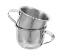 COMPUKAS Tasse à Thé Argentée Gobelets en Acier Inoxydable Lot de 2 70ml Poignée Ergonomique Saké ou Eau Potable