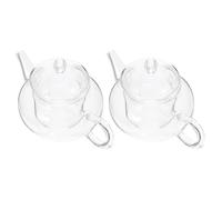 COMPUKAS Théière en Verre Borosilicaté et Poignée Ergonomique Anti-brûlure 2 Pièces 250ml avec Infuseur pour Infusion de Thé Bureau