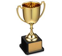 COMPUKAS Trophée et Symbole D'encouragement Base Carrée en Plastique Doré Léger Facile à Transporter Trophée pour Sport et Fête pour Compétitions