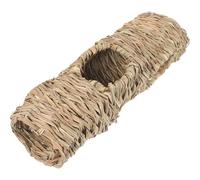 COMPUKAS Tunnel en Paille Beige pour Petits Animaux et Cochons d'Inde, Multifonction pour Jouer et Se Cacher la Cage, Design à Cinq Trous Pratique