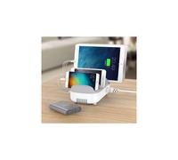 Compulocks 10PUSBDKS-EU : Station de Chargement Autonome 10 Ports USB-A, 2.4A par Port, 100-240V, Blanc, Dimensions 130x238x90mm, Protection Surtension