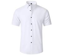 compulsoryking Chemise décontractée à manches courtes pour homme - Sans repassage - Sans plis - Extensible dans les 4 sens, blanc, XX-Large