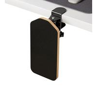 Computer Arm Rest for Desk, Wooden Forearm Cushion, 90 Degree Adjustable Folding Support, Smooth Ergonomic Edge, Space Saving Clamp Design Ideal for Typing Studio Airplane Work Gameplay