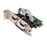 Computer District - Carte d'extension PCI-Express X1 (PCI-E/PCIe) 2 Ports Serie RS232, Prises DB9 mâle + 1 Port PARALLELE Type DB25 - Chipset Moschip MSC9901 - Equerre High et Low Profile
