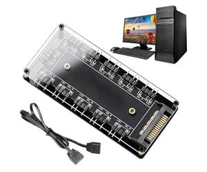 Computer Fan Hub, 5v 3pin Rgb 10-In-1 Argb Light Controller, Pc Case Cooling, Led Strip Hub, Adapter Fan Extension, Chassis Splitter, Control For Game Computers