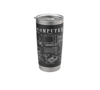 Computer Gamer Geek Vintage IT Matériel PC Imprimé Brevet Gobelet isotherme en acier inoxydable double paroi