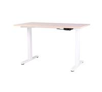 Computer Home Office Electric Height Adjustable Standing Desk for Office Dual German OKIN Motor (White Frame+48" x 24" Wood Color Top) Study Desk with Storage