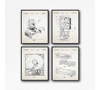 Computer Posters Set of 4 Computer Patent Posters Hard Drive Poster Graphics Card Poster USB Poster Computer Geek Wall Art IT Posters WB160 (50cm x 70cm, Ivory)