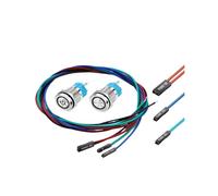 Computer Refitted Wire 16mm Self Reset Metal Button Blue Light with Power SW Connecting Wire NWPNLXEA(Button-01)