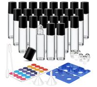 ComSaf 24 Pcs Bouteilles en Verre transparent avec Bille roulante en Acier Inoxydable pour huiles essentielles 10ml, Petits récipients Rechargeables Anti-UV