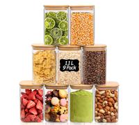 ComSaf Bocal en Verre Avec Couvercle, Pot en Verre Avec Couvercle, 1100 ml, Lot de 9 Pièces, Convient Pour Pois Chiches, Cacao en Poudre, Petits Biscuits