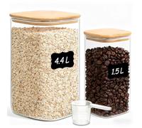 Comsaf Bocal en Verre Avec Couvercle, Pot en Verre Avec Couvercle, 1500-4400 ml, Lot de 2 Pièces, Convient Pour Muesli en Vrac, Noix Du Brésil, Sucre Brun