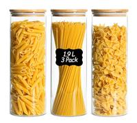 Comsaf Bocal en Verre Avec Couvercle, Pot en Verre Avec Couvercle, 1900 ml, Lot de 3 Pièces, Convient Pour Lait en Poudre, Noix de Cajou, Pop-Corn