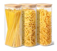 Comsaf Bocal en Verre Avec Couvercle, Pot en Verre Avec Couvercle, 2100 ml, Lot de 3 Pièces, Convient Pour Croquettes Pour Petits Chiens, Sachets de Thé Vert, Cumin Moulu