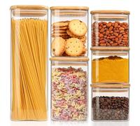 Comsaf Bocal en Verre Avec Couvercle, Pot en Verre Avec Couvercle, 550-2100 ml, Lot de 6 Pièces, Convient Pour Lentilles, Dattes Rouges Séchées, Graines de Lin