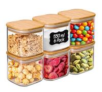 Comsaf Bocal en Verre Avec Couvercle, Pot en Verre Avec Couvercle, 550 ml, Lot de 6 Pièces, Convient Pour Haricots Noirs, Mini Barres Énergétiques, Graines de Courge