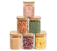 Comsaf Bocal en Verre Avec Couvercle, Pot en Verre Avec Couvercle, 700 ml, Lot de 6 Pièces, Convient Pour Gros Raisins Secs, Céréales Instantanées, Sel