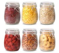 ComSaf Bocaux en verre hermétiques 750 ml, lot de 6 avec couvercles | Boîte de conservation en verre, Couvercle avec joint, Pâtes, Biscuits, Garde-manger