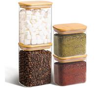 ComSaf Lunettes de Rangement vec Couvercles, Pot de Rangement Hermétique Avec Couvercle Angulaire, Verre de Rangement, Récipient en Verre 4 (2x700 ml et 2x1,1 L), Verres de Rangement