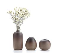 ComSaf Vase de Fleur Brun Céramique Joli Lot de 3, Vase Ornement Décoratif Bien pour Supporter Les Plantes Décoration de Maison Bureau Chambre Idéal Cadeau et Collection